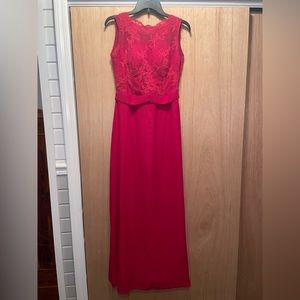 Deep Claret Lace Open Back Bridesmaid Dress